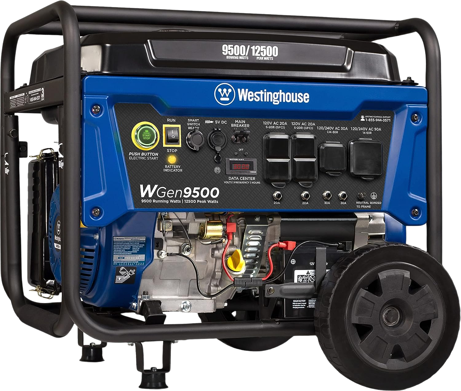 Westinghouse WGen9500 Generator 9500W/12500W 50 Amp Remote Start Gas New