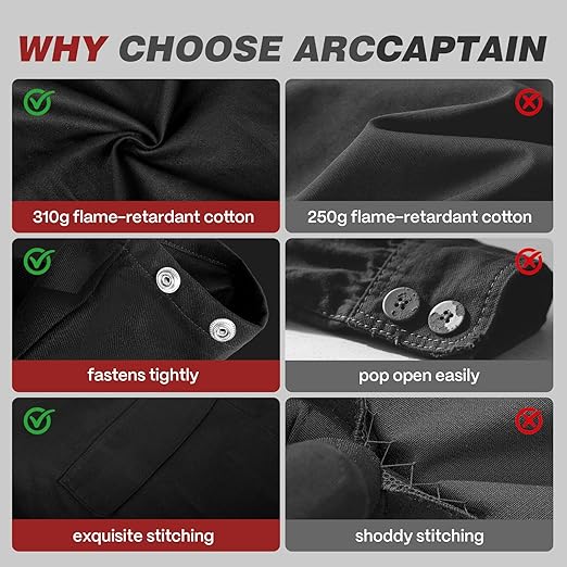 Arccaptain Welding Jacket 11oz Flame Resistant Cotton Large New