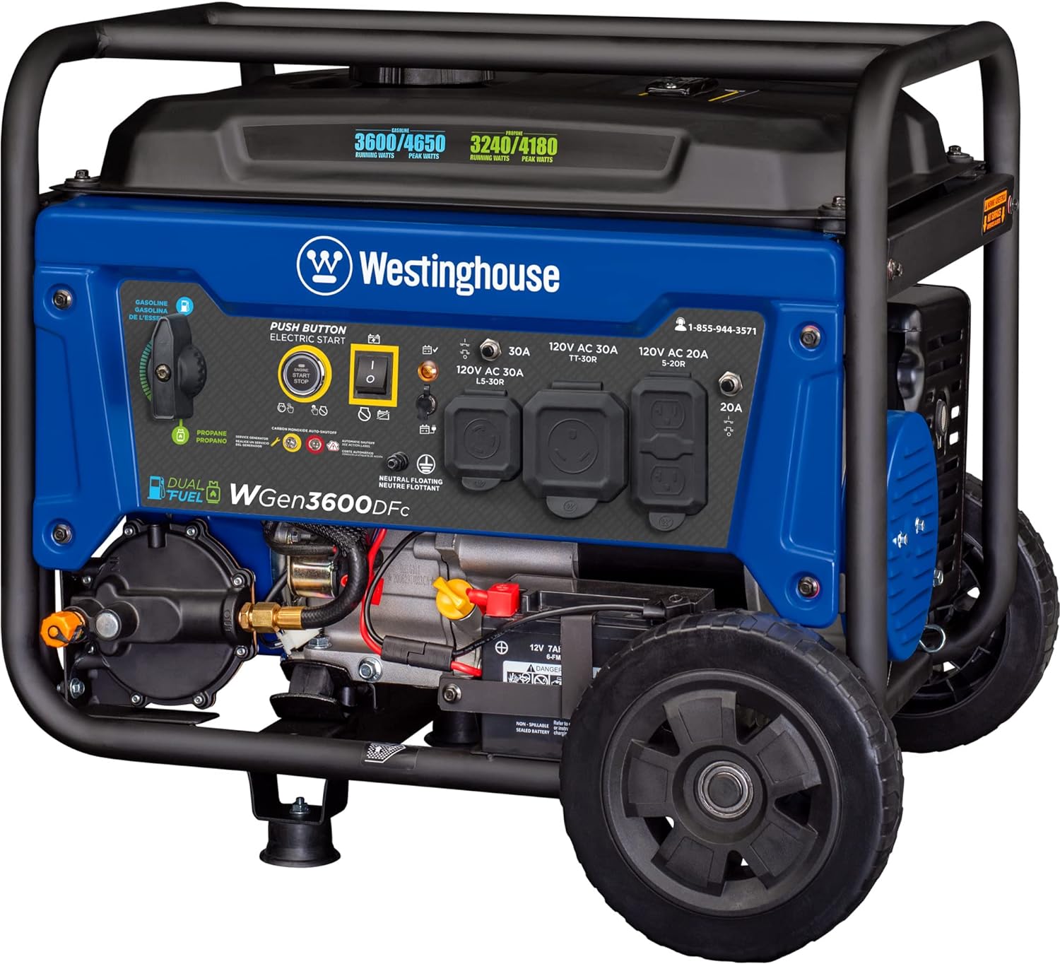 Westinghouse WGen3600DFc Generator 3600W/4650W 30 Amp Remote Start Dual Fuel New