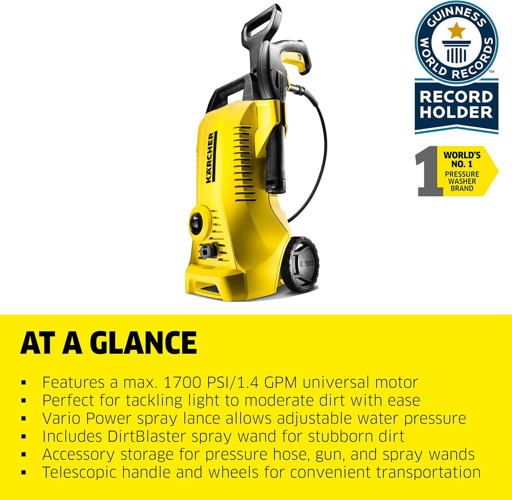 Karcher K2 Power Control Pressure Washer 1700 PSI 1.4 GPM 120V Car & Home Kit New