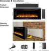 PuraFlame Alice Electric Fireplace 50" Recessed with Heater 1500W New