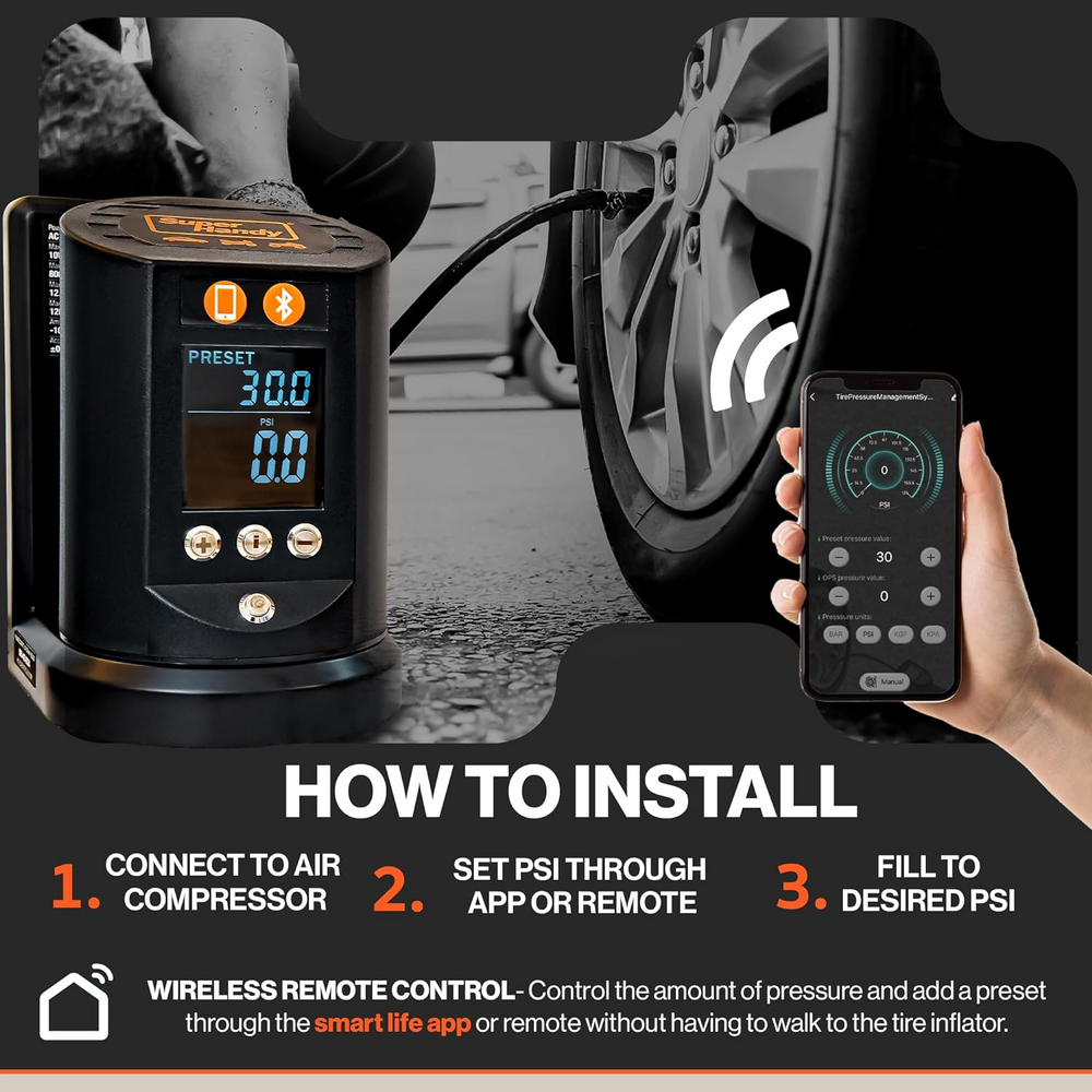 Super Handy GUT160 Automatic Tire Inflator Remote Control and Smart App New