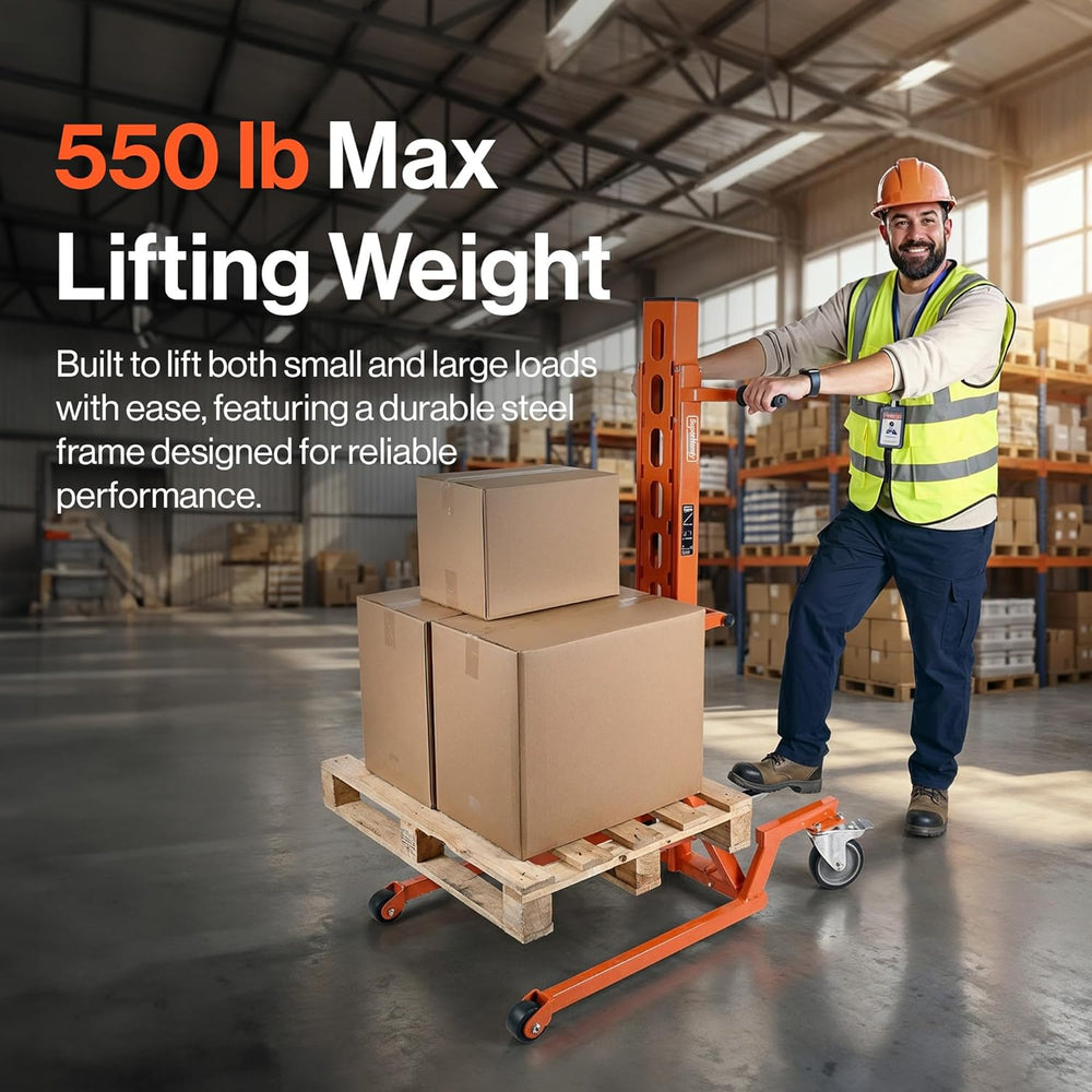 Super Handy GUO146 Hydraulic Material Stacker 59" Max Lift 550 lbs Capacity New
