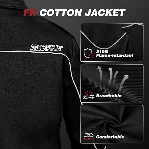 Arccaptain Welding Jacket 11oz Flame Resistant Cotton Large New