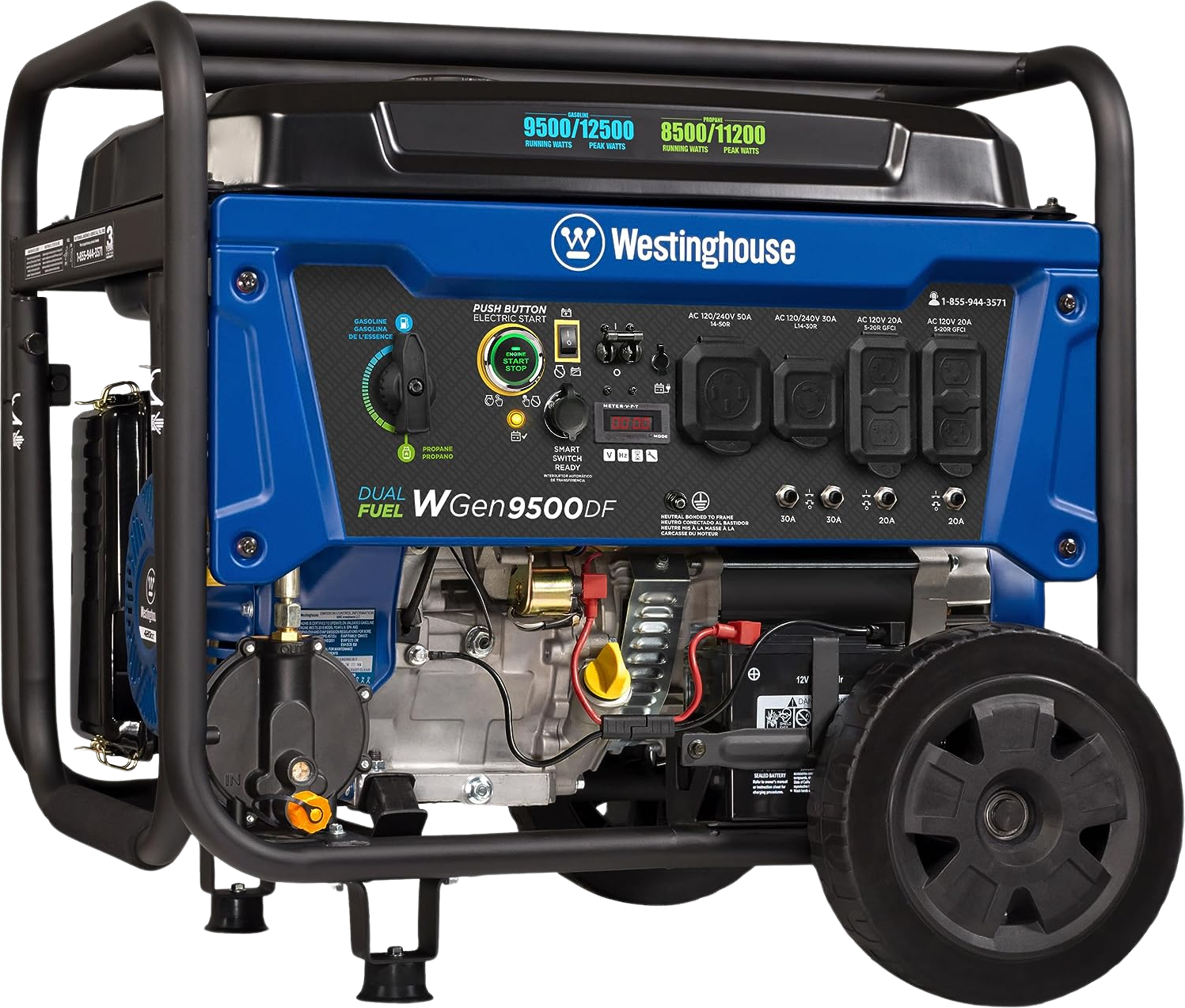 Westinghouse WGen9500DF Generator 9500W/12500W 50 Amp Remote Start Dual Fuel New