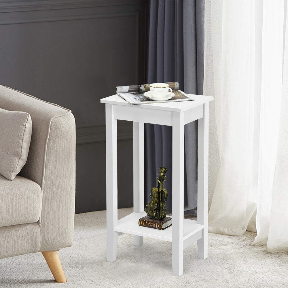 Set of 2 Versatile 2-Tier End Table with Storage Shelf-White - Gallery View 1 of 9