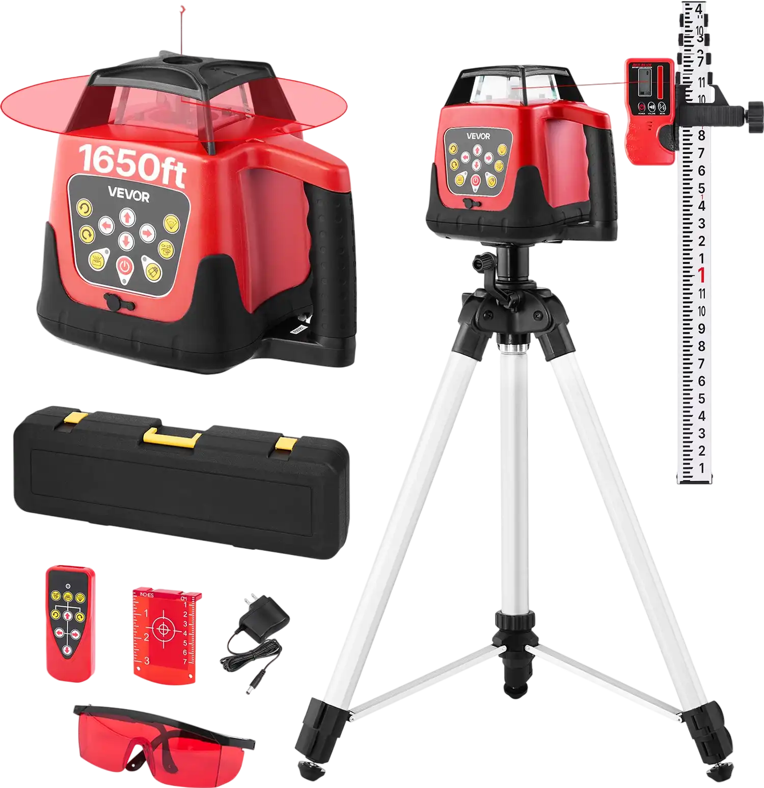 Vevor Rotary Laser Level Kit with Tripod 1650 ft. 360-Degree Self Leveling Remote Control New