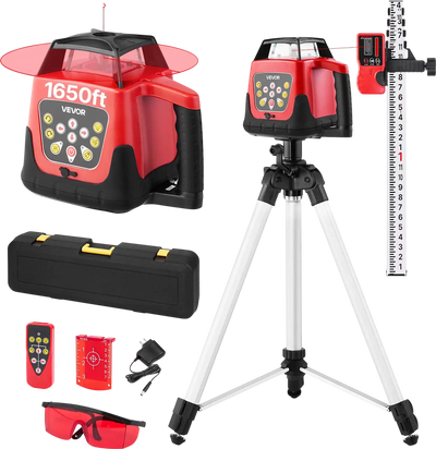 Vevor Rotary Laser Level Kit with Tripod 1650 ft. 360-Degree Self Leveling Remote Control New