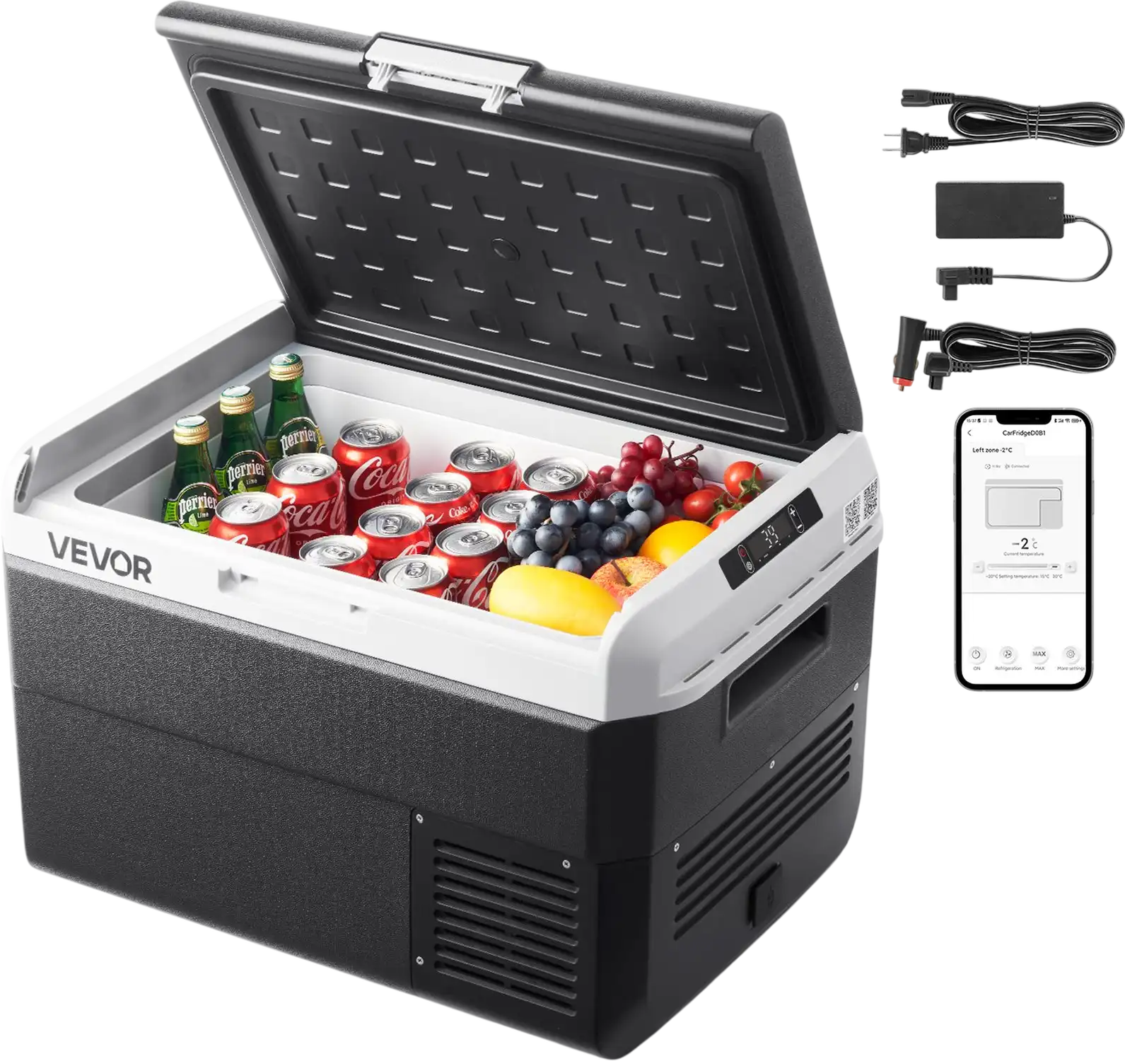 Vevor Car Refrigerator 52.8 Qt Capacity Adjustable Temp 12/24V DC 100-240V AC New