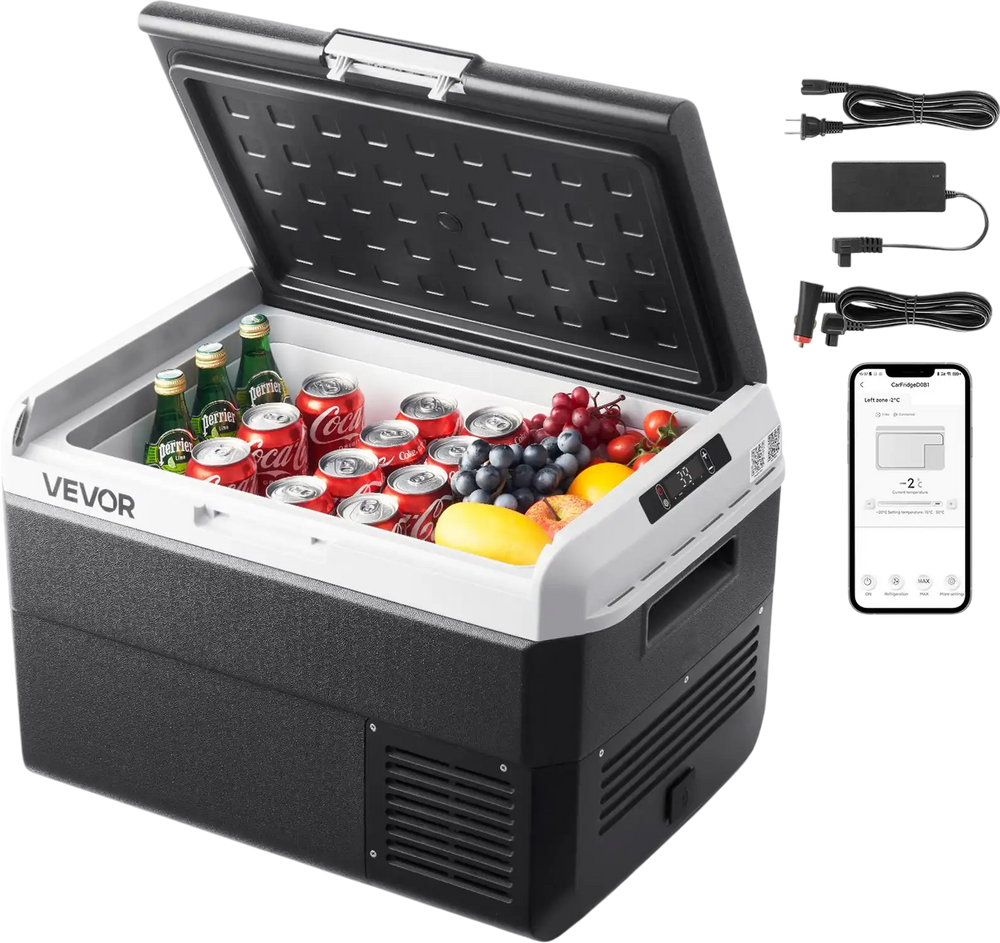 Vevor Car Refrigerator 52.8 Qt Capacity Adjustable Temp 12/24V DC 100-240V AC New