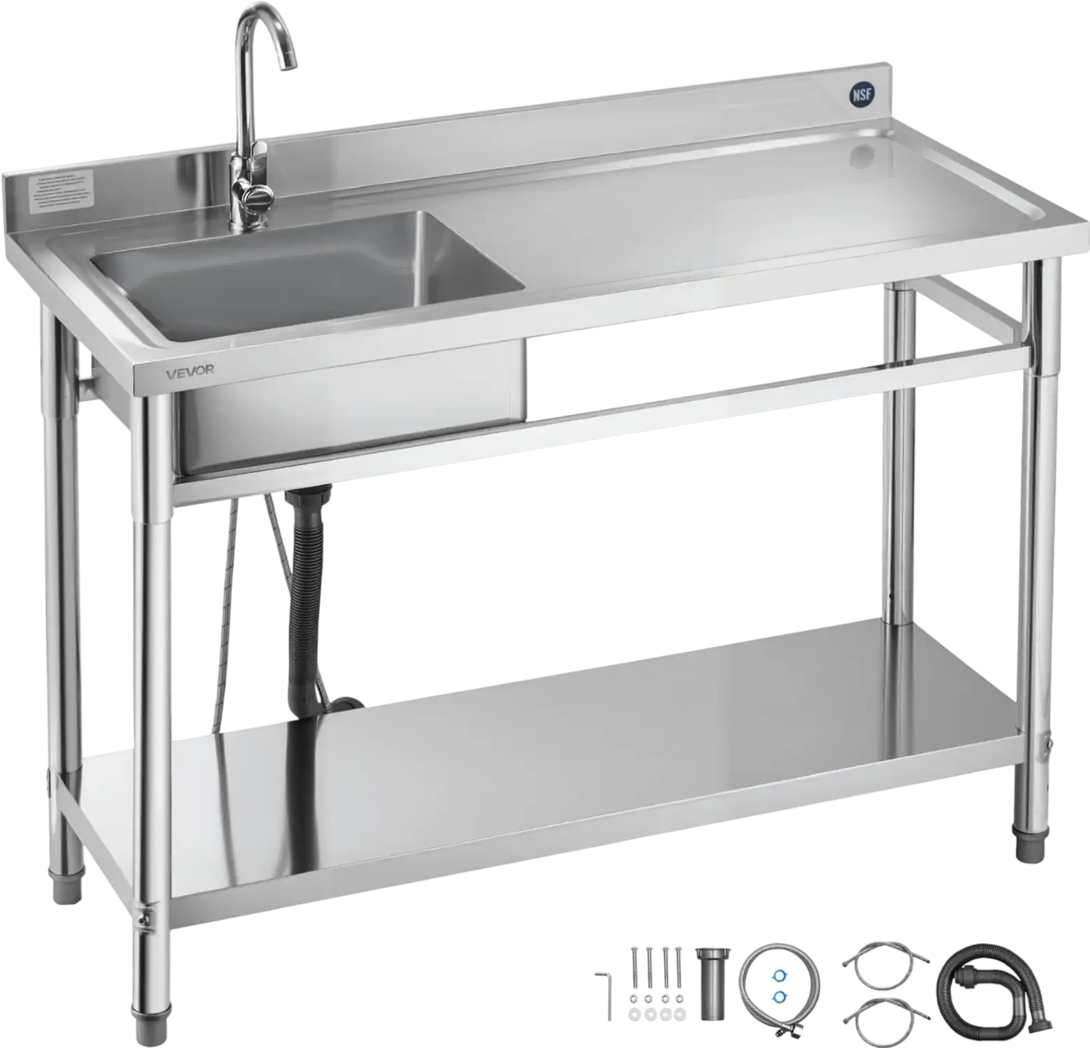 Vevor Utility Sink 47 x 19.7 in. with Right Drainboard Stainless Steel New
