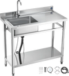 Vevor Utility Sink 39.4 x 19.7 in. with Right Drainboard Stainless Steel New