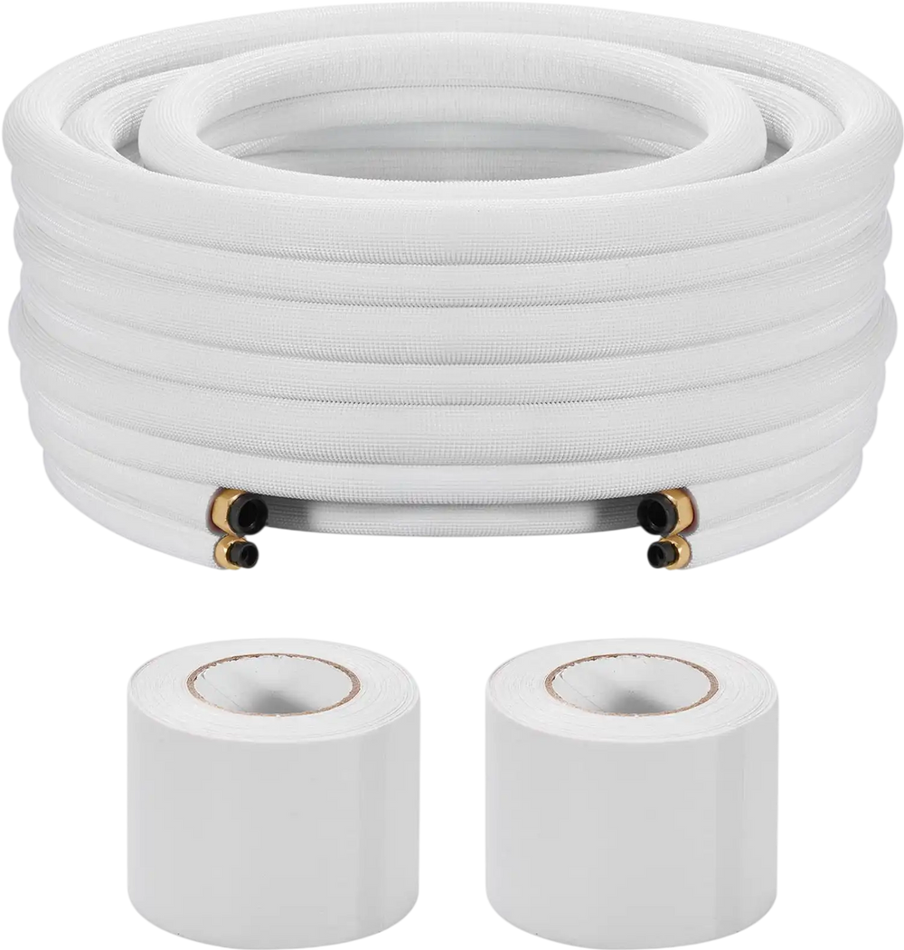 Vevor Mini Split Line Set 100 ft. 1/4" and 3/8" OD Copper Tubing Insulated with Flared Nuts New