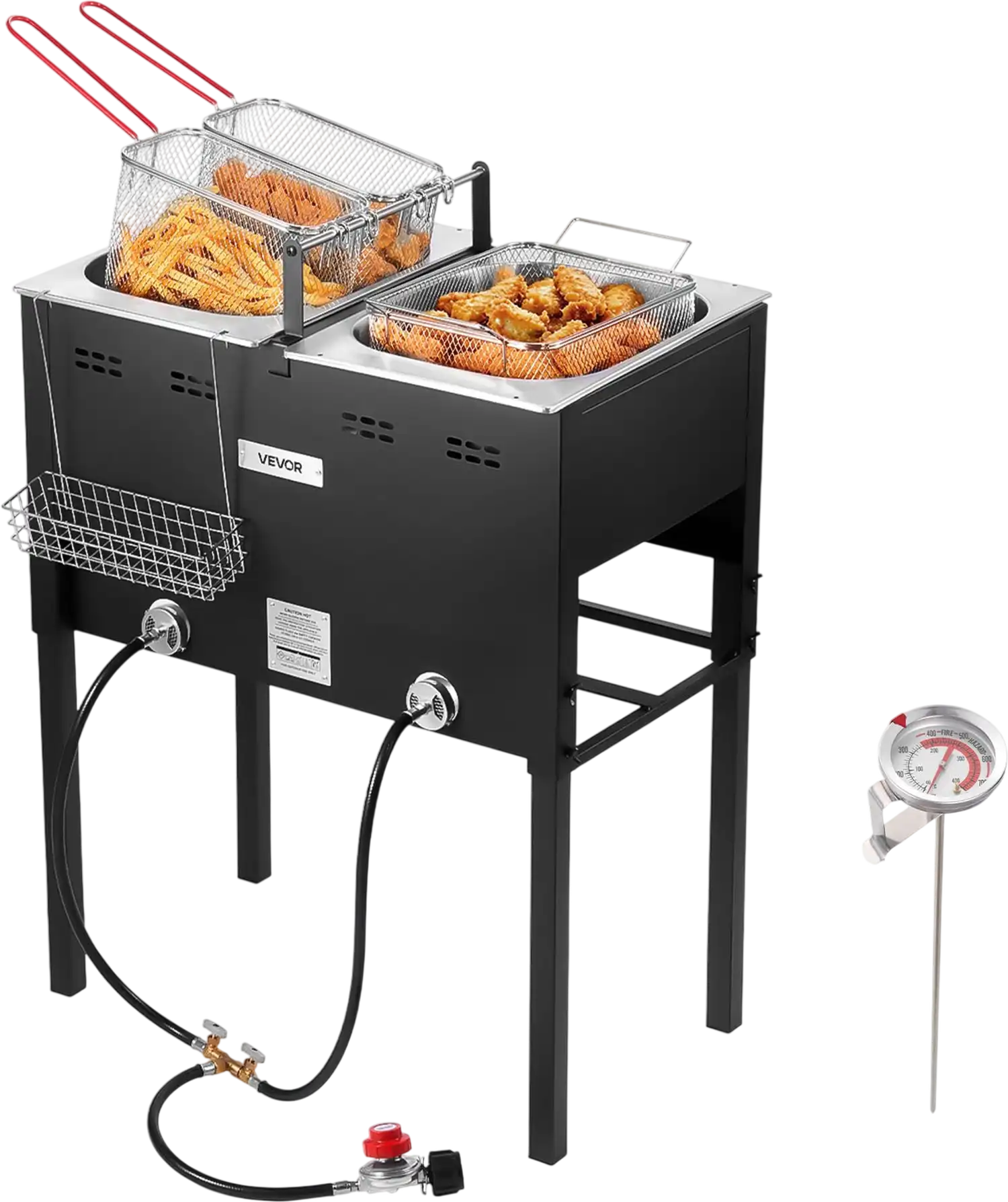 Vevor Deep Fryer 16 Qt. Dual Tanks Propane with 3 Baskets Thermometer 50,000 BTU New