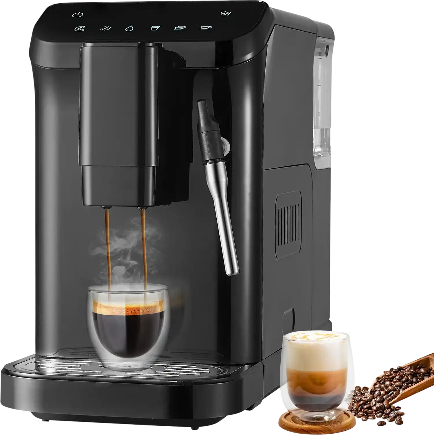 Vevor Automatic Espresso Machine with Frother Steam Wand Built-in Grinder 1.5L Water Tank New
