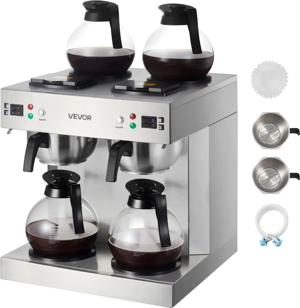 Vevor Commercial Drip Coffee Maker 24 Cups with 4 Glass Carafes Warmer Plates New
