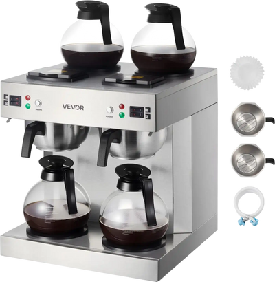 Vevor Commercial Drip Coffee Maker 24 Cups with 4 Glass Carafes Warmer Plates New