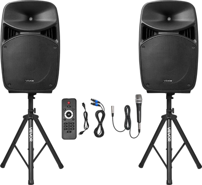 Vevor Portable PA System with 3 Channel Mixer Dual Speakers Wireless Bluetooth 2000W New