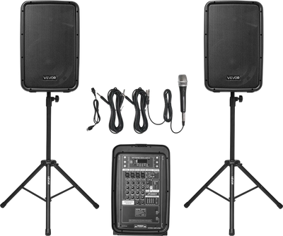 Vevor Portable PA System with 8 Channel Mixer Dual Speakers Wireless Bluetooth 300W New