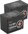 Vevor Deep Cycle Battery LiFePO4 12V 100Ah with Built-in BMS 2-Pack New