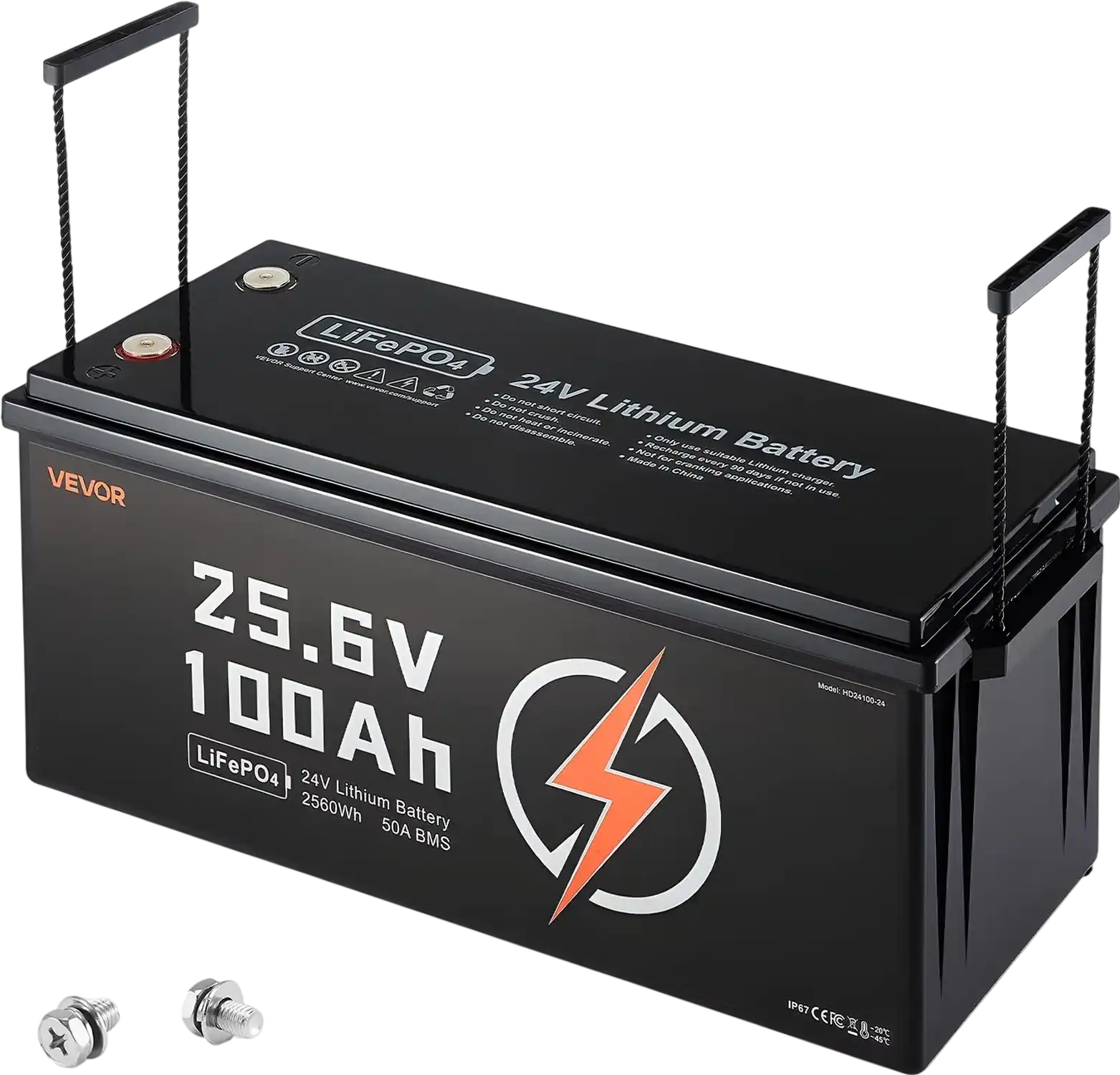 Vevor Deep Cycle Battery LiFePO4 24V 100Ah Built-in 50A BMS New