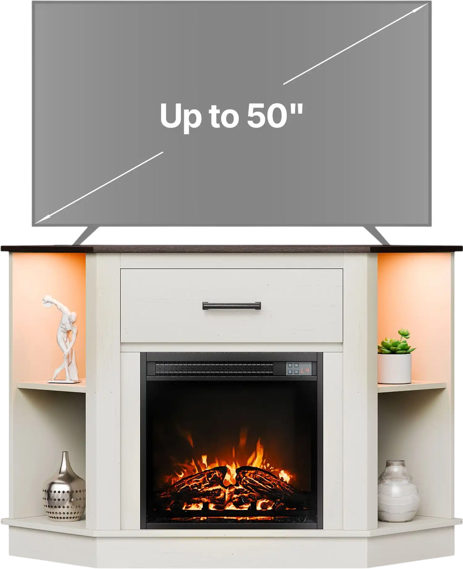 Vevor TV Stand Entertainment Center with 18 in. Electric Fireplace LED Lights New