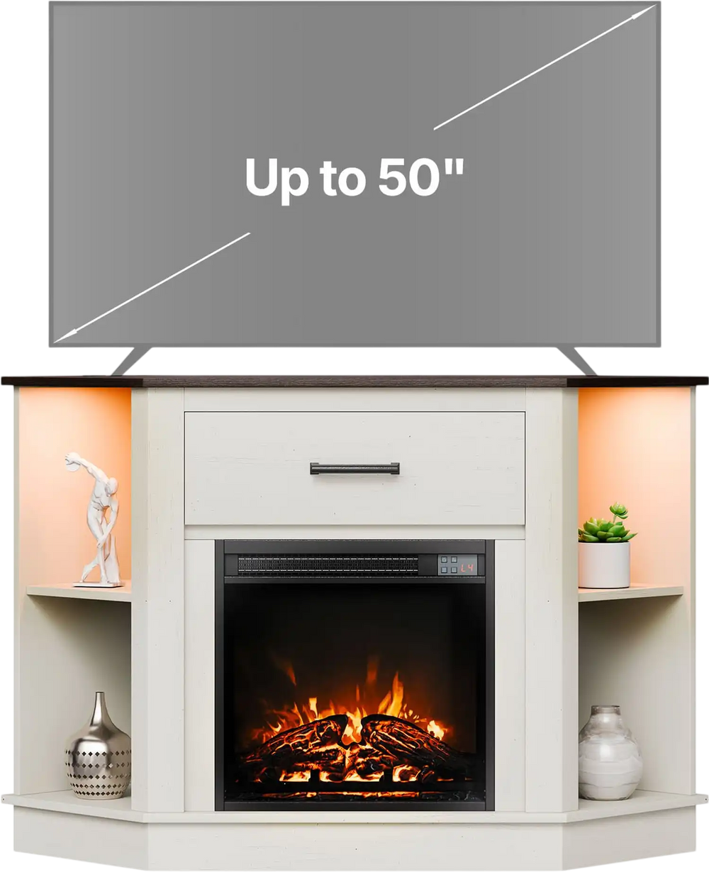 Vevor TV Stand Entertainment Center with 18 in. Electric Fireplace LED Lights New