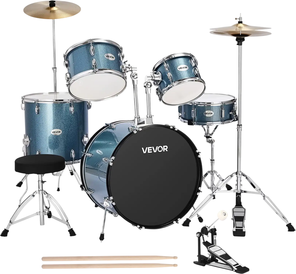 Vevor Junior Drum Set 5-Piece 22 in. with Cymbals Adjustable Throne New