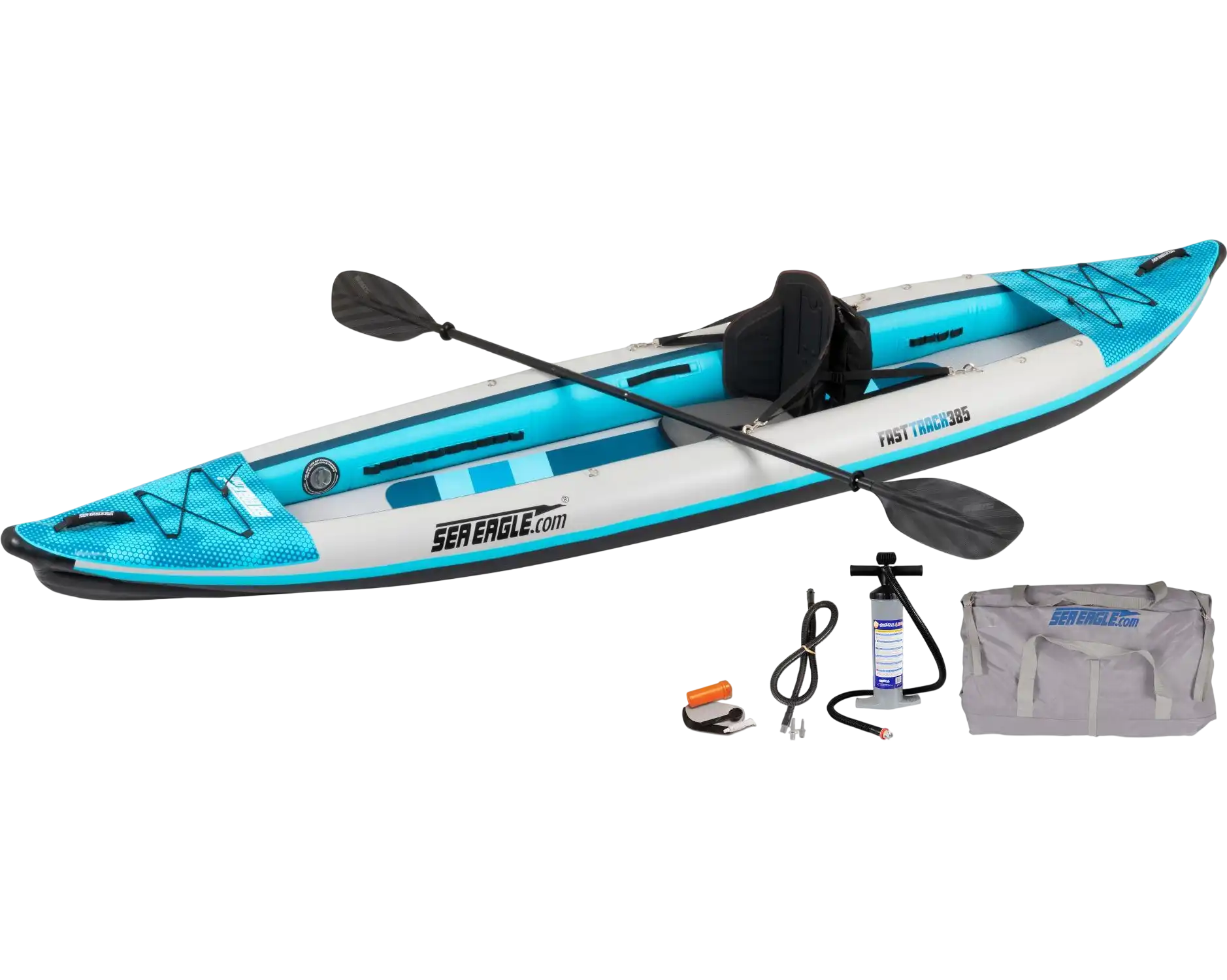 Sea Eagle 385ft FastTrack V-Bottom Inflatable Kayak Pro Solo Package 385FTK_PSB New
