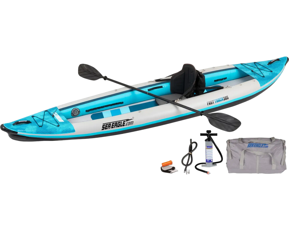 Sea Eagle 385ft FastTrack V-Bottom Inflatable Kayak Pro Solo Package 385FTK_PSB New