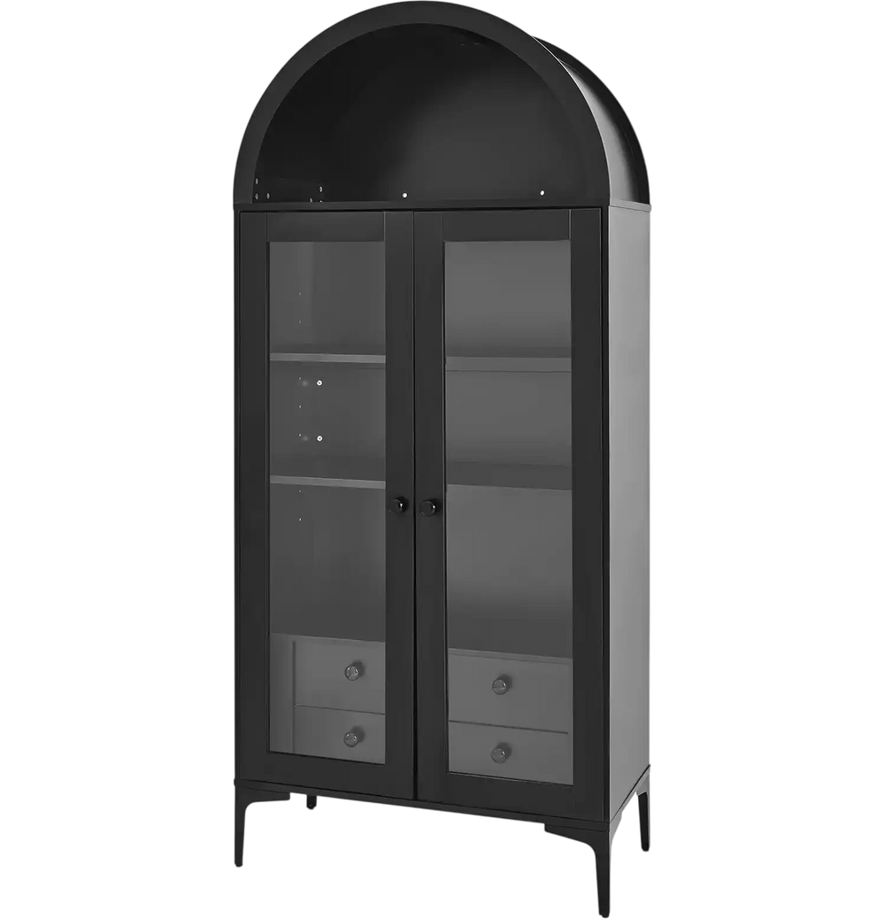 Vevor Arched Display Cabinet 70" Tall 4-Tier with Glass Doors 2 Adjustable Shelves New