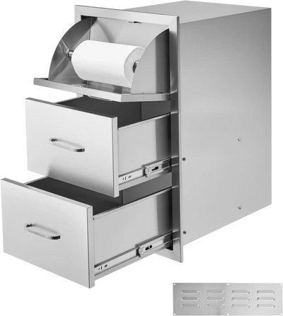 Vevor Outdoor Kitchen Drawers 16.5 x 20.5 x 29 in. with Paper Towel Holder Stainless Steel New