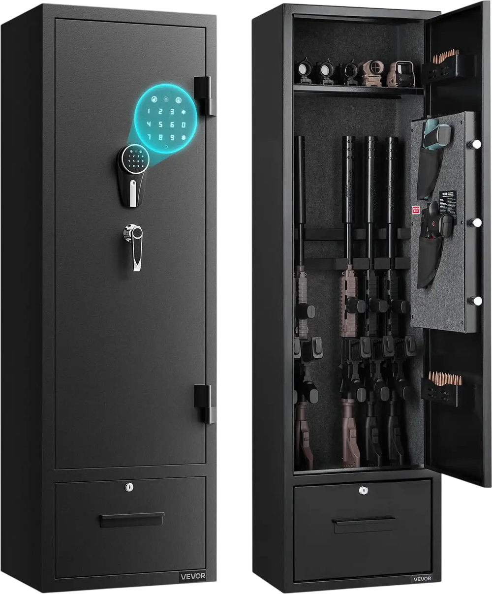 Vevor Gun Safe Cabinet 4-Rifle Quick Access with Key and Password Lock New