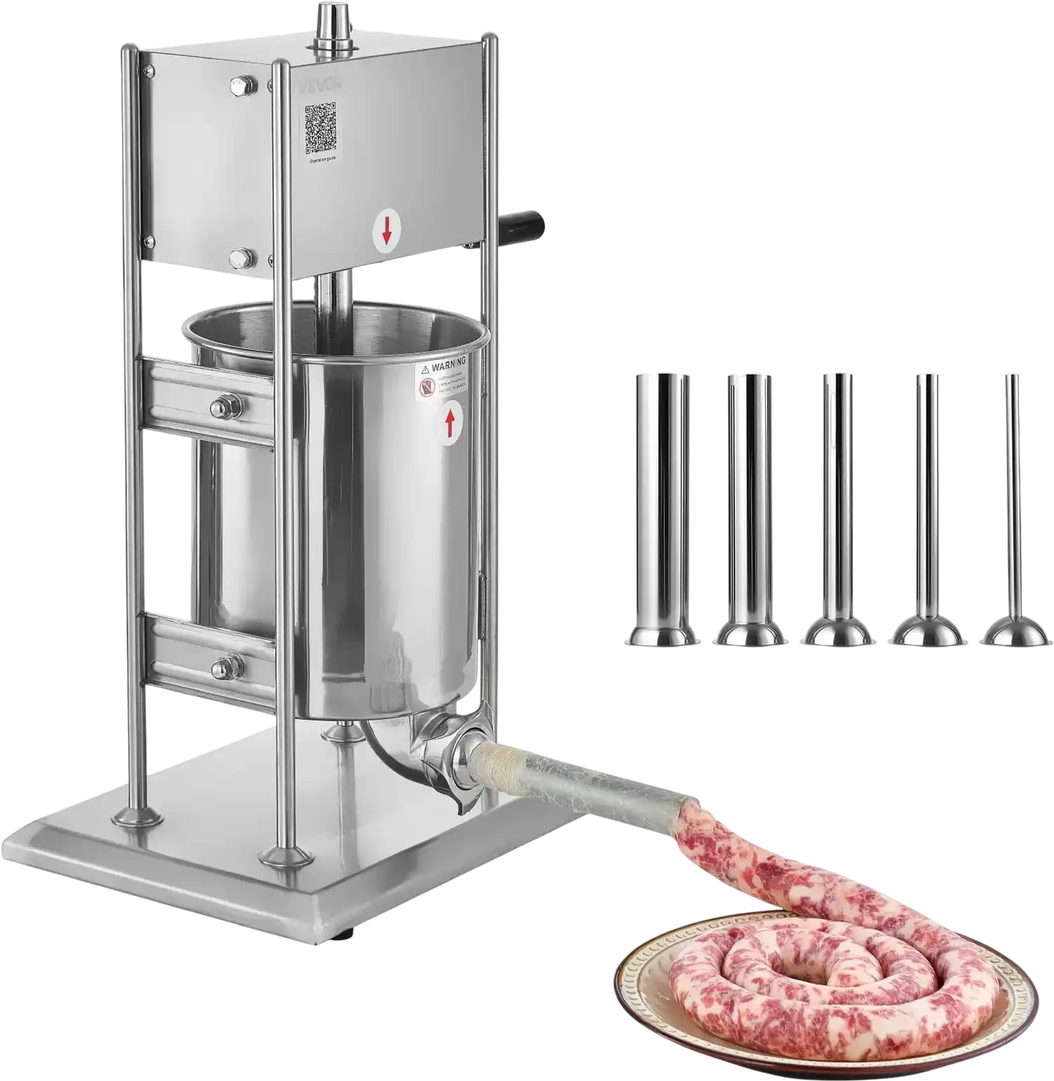 Vevor Sausage Stuffer 22 lbs. Manual Dual-Speed with 5 Stuffing Tubes New
