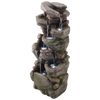 Vevor Outdoor Water Fountain 38.9 in. 7-Tier Rock-Shaped Waterfall with LED Light Pump New