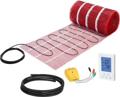 Vevor Floor Heating Mat System 150 Sq. Ft. Self-Adhesive Mesh Smart Control Thermostat 120V New