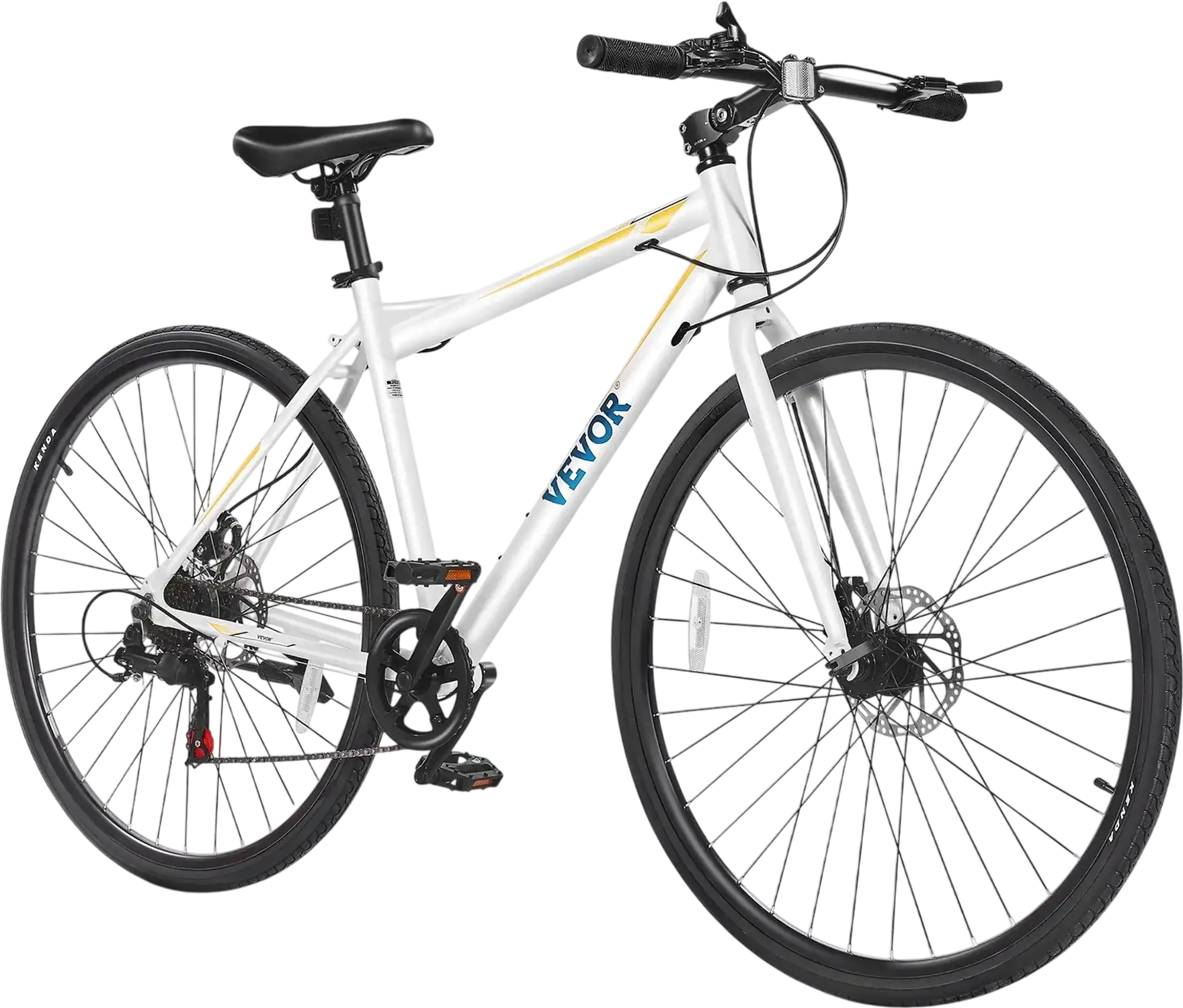 Vevor Hybrid Bicycle Step-Over Aluminum Frame 700c Tires 7-Speed New