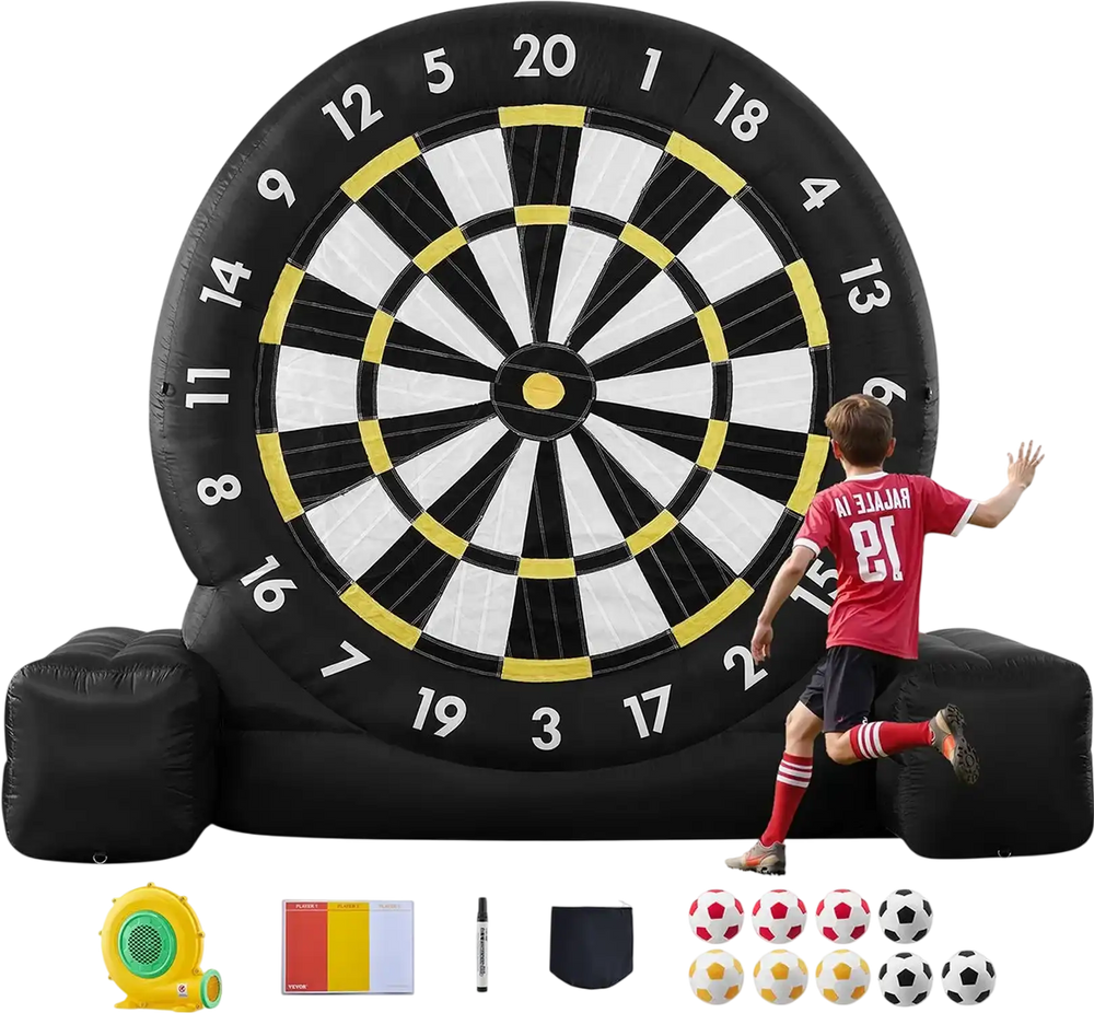 Vevor Inflatable Soccer Dart Board 10 ft. with 9 Balls and Air Pump New