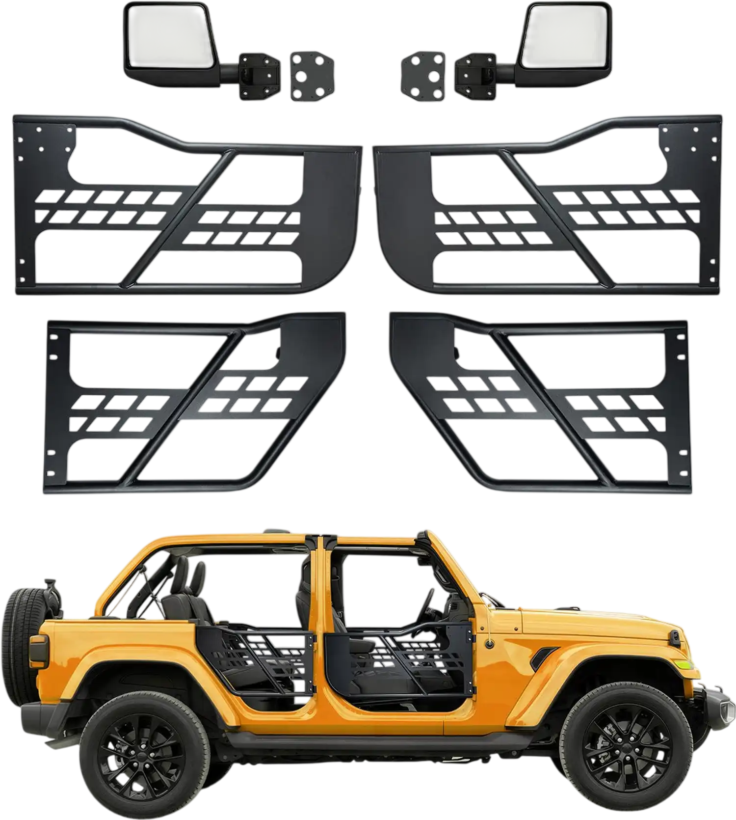 Vevor Jeep Tube Doors Hunting Style with Rear View Mirrors for 2007-2018 Wrangler JK New
