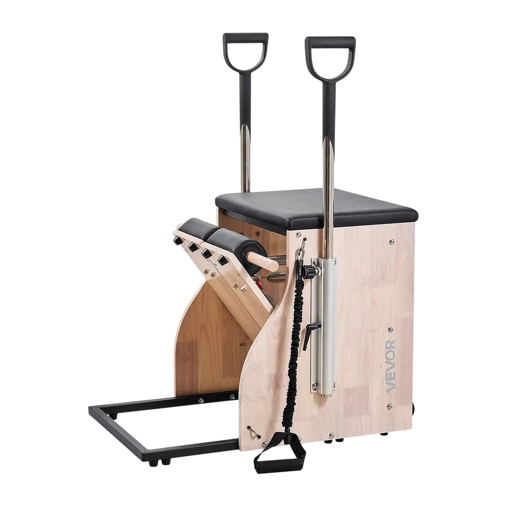 Vevor Pilates Chair Exercise Reformer Split-Pedal with Handles Wood Frame New