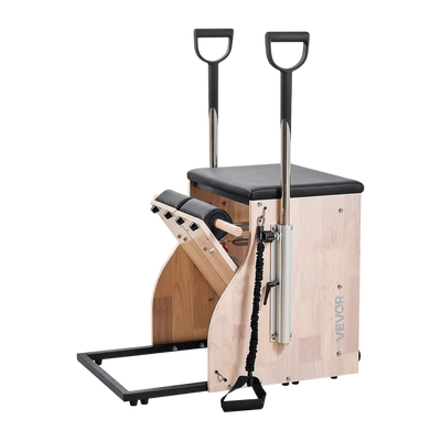 Vevor Pilates Chair Exercise Reformer Split-Pedal with Handles Wood Frame New