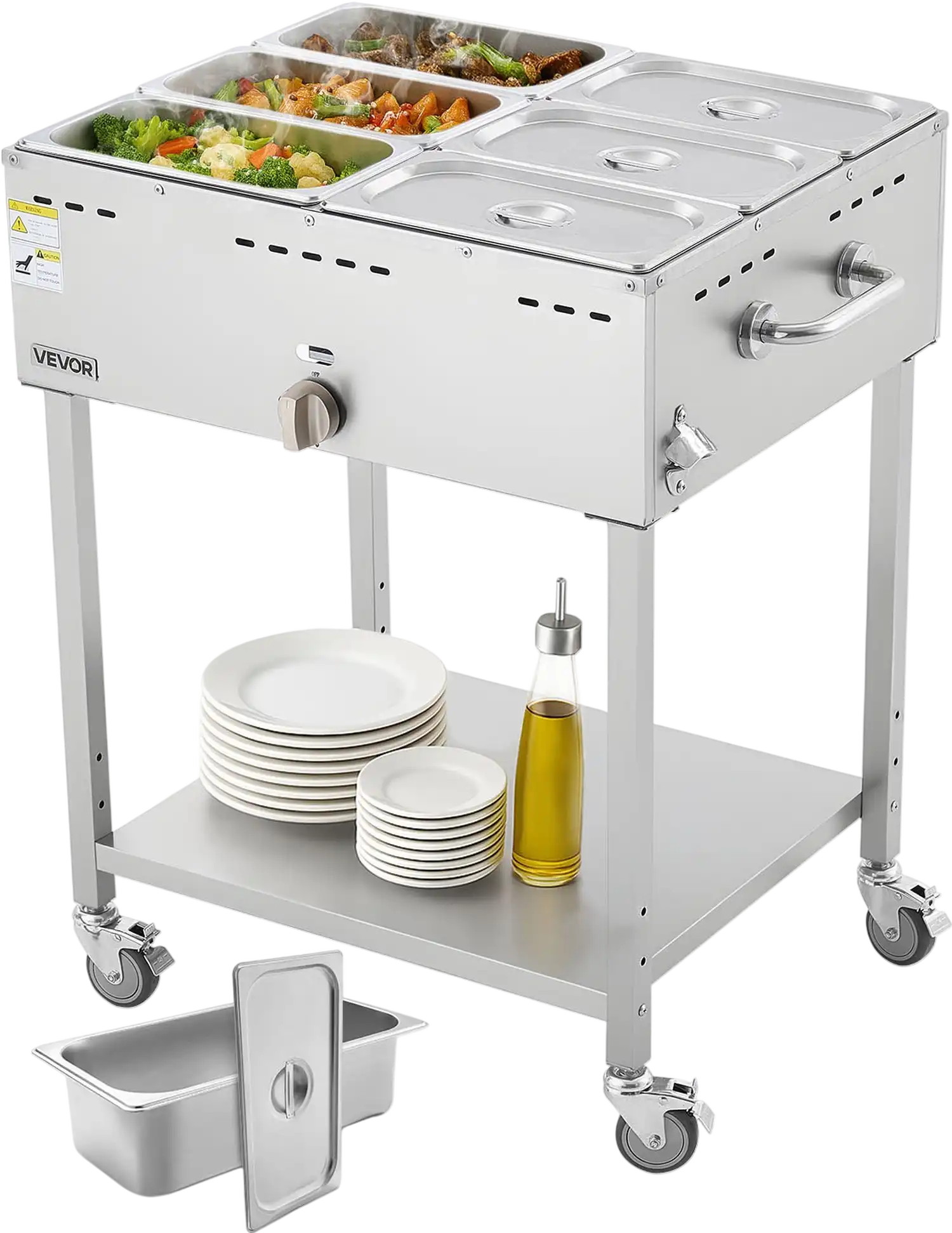 Vevor Commercial Steam Table 6-Pan Propane with Drain Valve 3