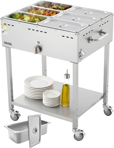 Vevor Commercial Steam Table 6-Pan Propane with Drain Valve 3