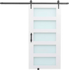 Vevor Sliding Barn Door 42 x 84 in. Frosted Glass Windows with Hardware Kit New