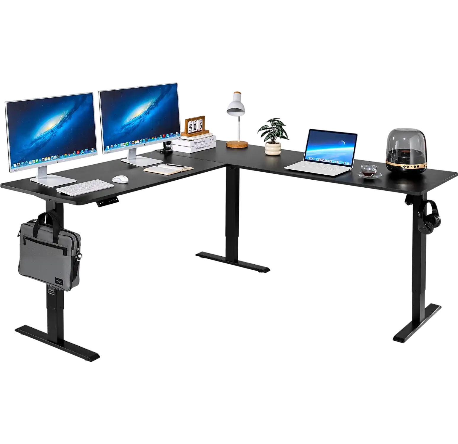 Vevor Electric Desk 71 x 71 in. L-Shaped 28.4-45.2 in. Height Range with Dual Hooks New