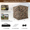 Enlarged 82-inch tall hunting blind for 3-4 people with camouflage pattern, featuring one-way see-through panels and.