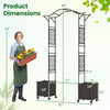 Garden arch trellis with two self-watering planter boxes, 82 x 99 inches, ideal for vertical plant growth and easy.