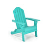 Turquoise foldable patio chair with built-in cup holder, made of fade-resistant PE material for outdoor use.