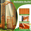 Garden arbor with gate made of fir wood, featuring planter boxes and trellises for climbing plants, ideal for outdoor.