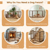 4-panel wooden dog gate in brown, 83 inches wide, ideal for flexible pet containment and protecting indoor spaces.